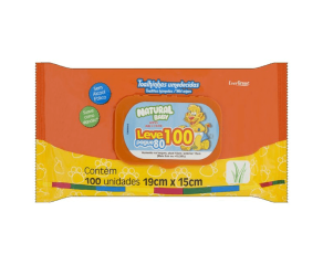 Lenço Umedecido Infantil Natural Baby Leve 100 Pague 80 Transparente 