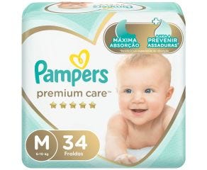 Fralda Infantil Pampers Premium Care C/34 Mega M Pc