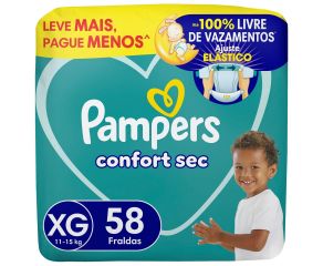 Fralda Infantil Pampers Confort C/58 Mega Xg Pc