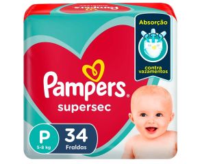 Fralda Infantil Pampers Supersec C/34 Pacotão P 