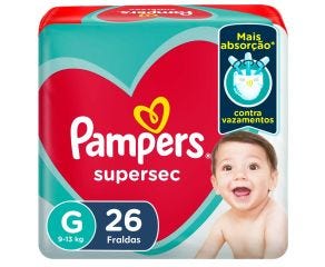 Fralda Infantil Pampers Supersec C/26 Pacotão G 