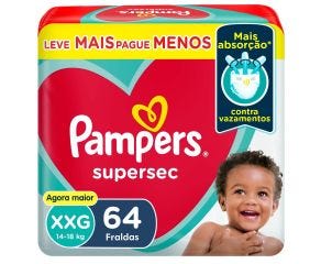 Fralda Infantil Pampers Supersec Jumbo Xxg C/64 