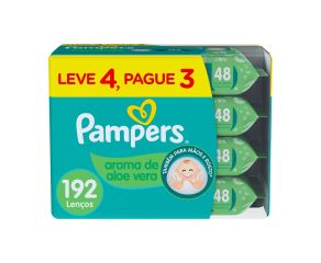 Lenço Umedecido Sache Pampers C/4 Aroma De Aloe Vera L+p- 