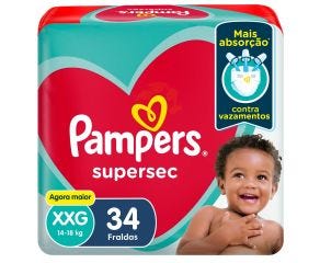 Fralda Infantil Pampers Supersec C/34 Hiper Xxg 