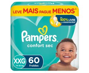 Fralda Infantil Pampers Confort C/60 Xxg Leve Mais E Pague Menos 