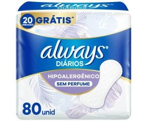 Protetor Diário Sem Abas Always C/80 Hipoalergênico 