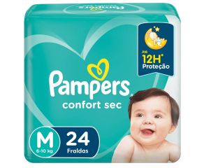 Fralda Infantil Pampers Confort C/24 Confortsec Pacotão C/24 M 