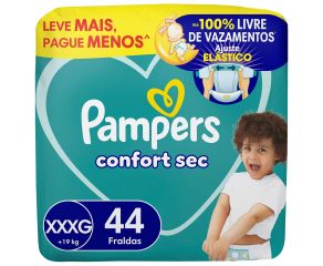 Fralda Infantil Pampers Confort C/44 Fortbag Xxxg 