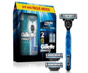 Kit Aparelho Barbear Gillette Mach3 + 2 Cargas Para Barbear 