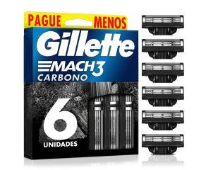 Carga Para Barbear Gillette Mach3 C/6 Carbono Leve Mais Pague Menos 