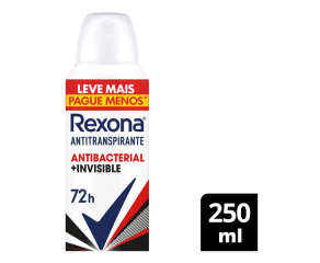 Desodorante Aerosol Rexona 250ml Fem Antibacterial E Invisible 