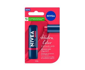 Protetor Labial Hidratante Nivea 4,8g Hidra Color Vermelho 