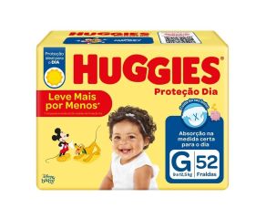 Fralda Infantil Huggies C/52 Proteção Dia Mega G 