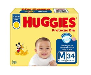 Fralda Infantil Huggies C/34 Proteção Dia Jumbo M 