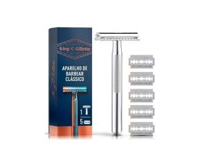 Kit Aparelho + 5 Laminas King.C.Gillette Para Barba 